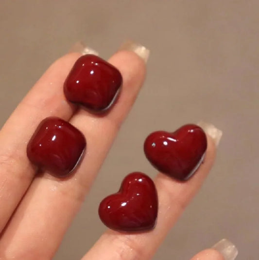 Vintage Cute Red Love Heart Stud Earrings for Women 2025 Korean Fashion Charm Wedding Bride Jewelry Accessories Anniversary Gift