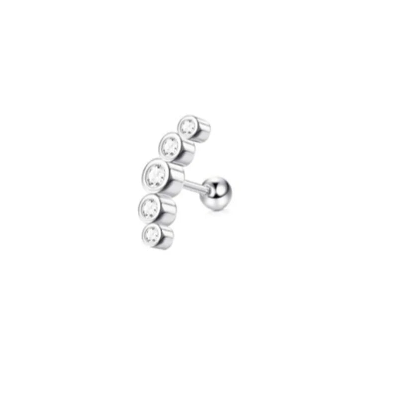 1Pc 16G Stainless Steel Screw Back Stud Earrings for Women Men, Fashion Cubic Zerconia Cartilage Conch Helix Ear Piercing Jewels