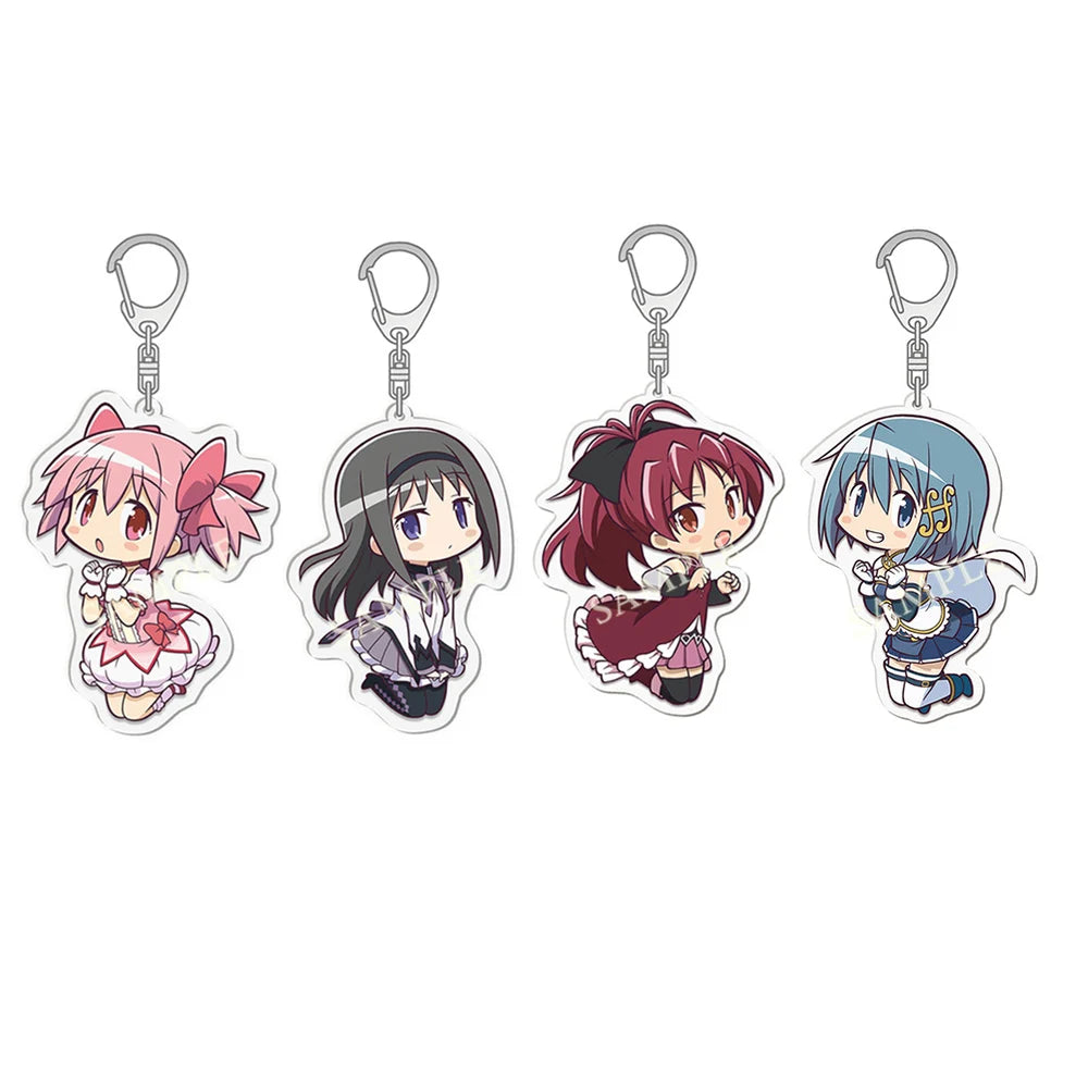 Anime Puella Magi Madoka Magica Keychain Kaname Akemi Homura Miki Sayaka Tomoe Mami Kyoko Key Chain Ring For Fans Gifts Jewelry