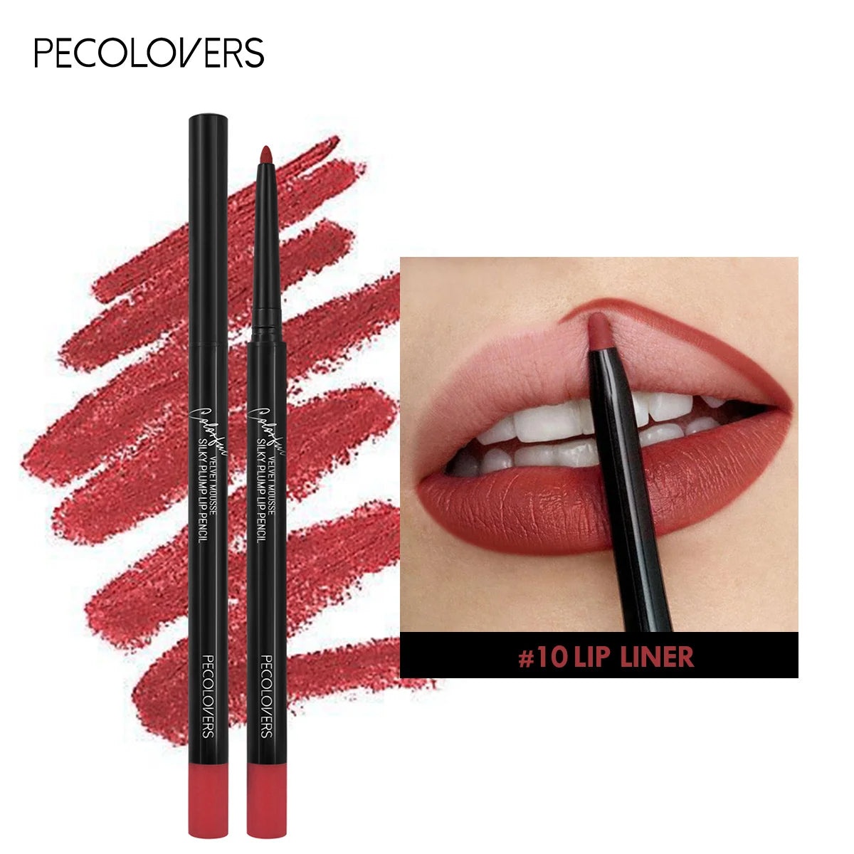 Matte Red Lipliner & Lipstick Pencil – Waterproof, Moisturizing, 12 Shades
