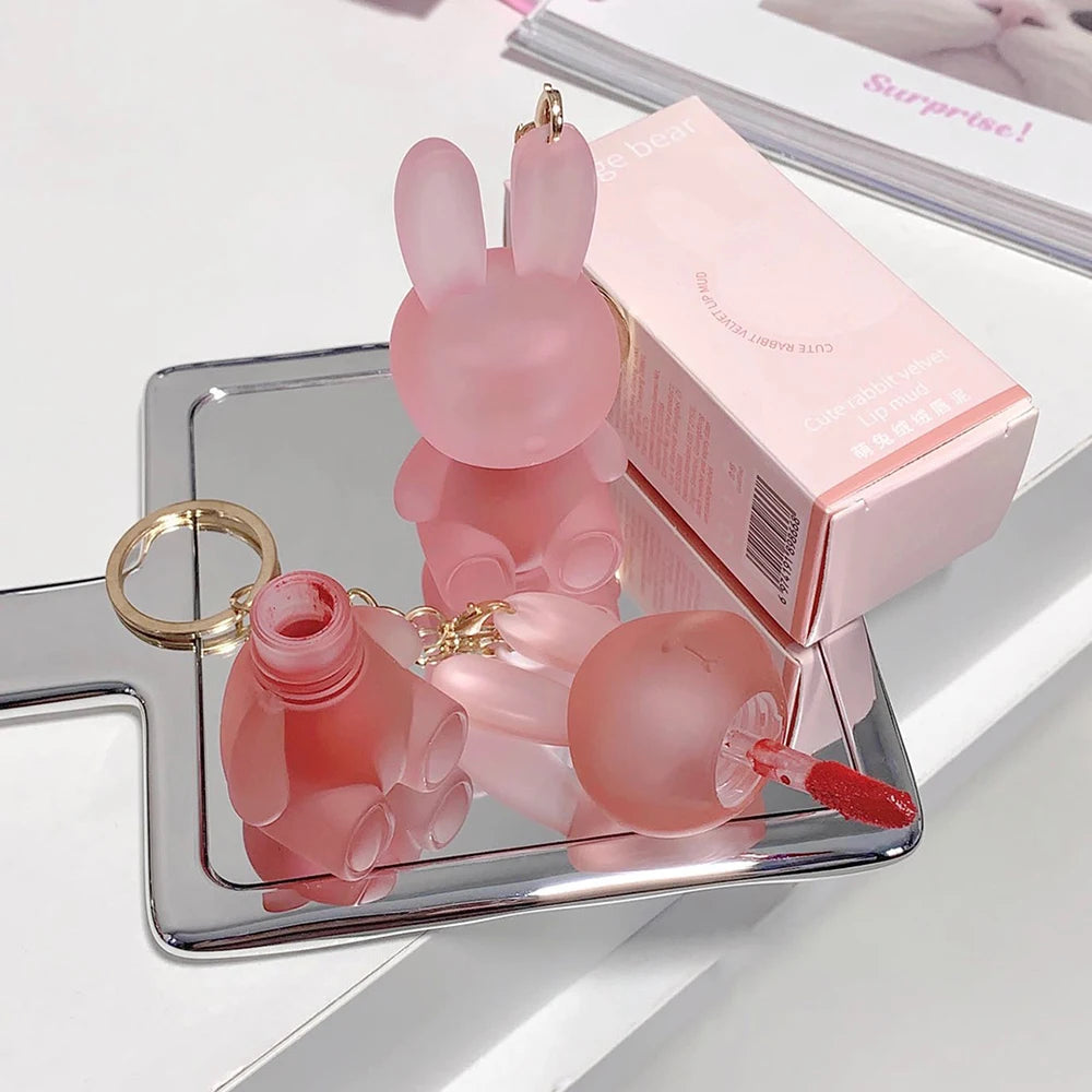 Little Bear Crystal Frozen Strawberry Glossy Lip Glaze Mirror Whitening Nude Doodle Lip Korean Makeup Y2K Cosmetics Lipsticks