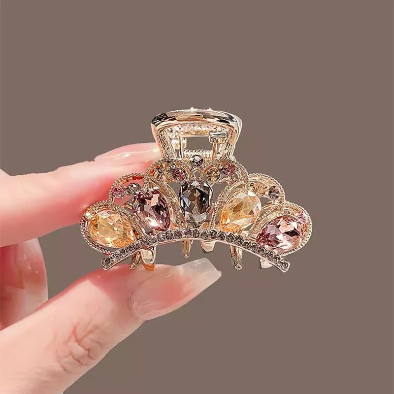 New Popular Hair Clips For Women Girls Crown Crab Clips Ponytail Hairpin Summer Elegant Shining Hair Accessories Jewelry
