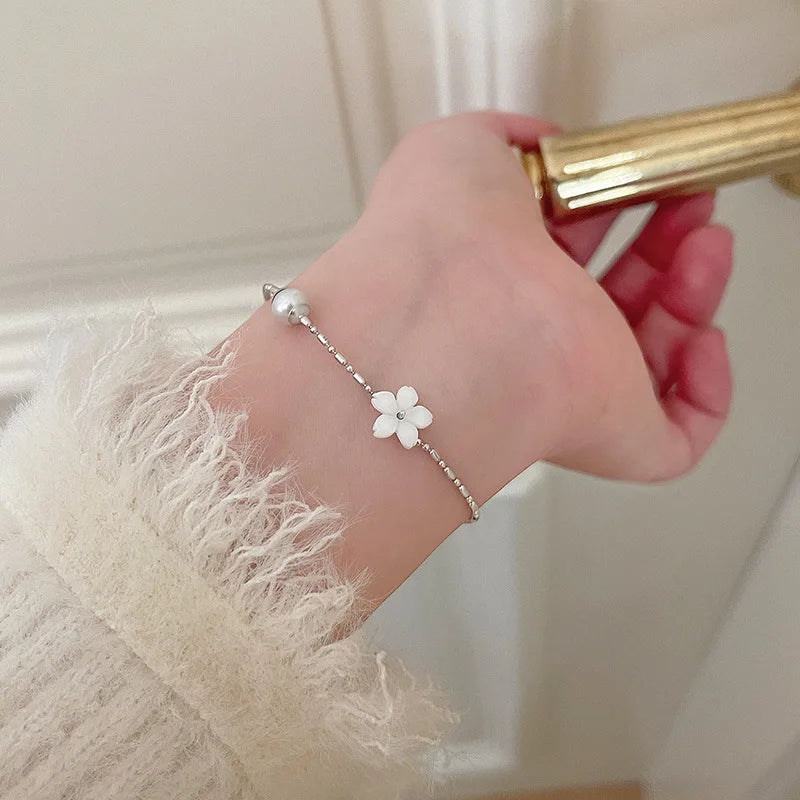 925 Sterling Silver Bracelet Bangle Simple Green Leaf Elegant Nature For Woman Girl Fashion Jewelry Gift Dropship Wholesale