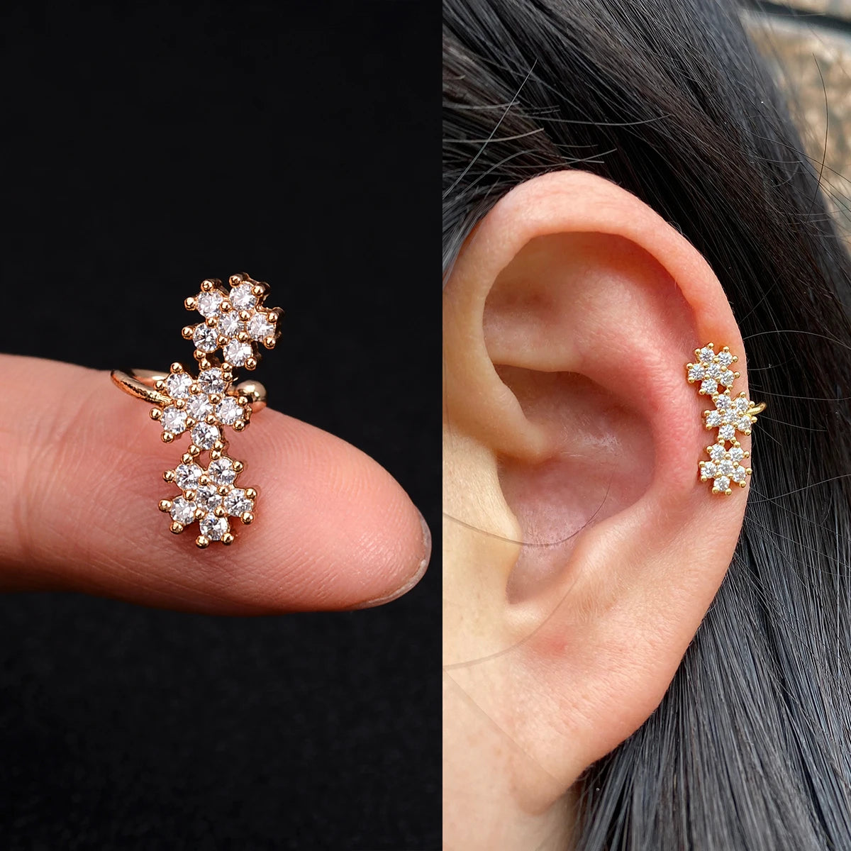1Piece Helix Cartilage Conch Fake Without Hole Piercing Ear Cuffs Earcuff Wrap Rock Earring Non Piercing Women Clip Adjustable