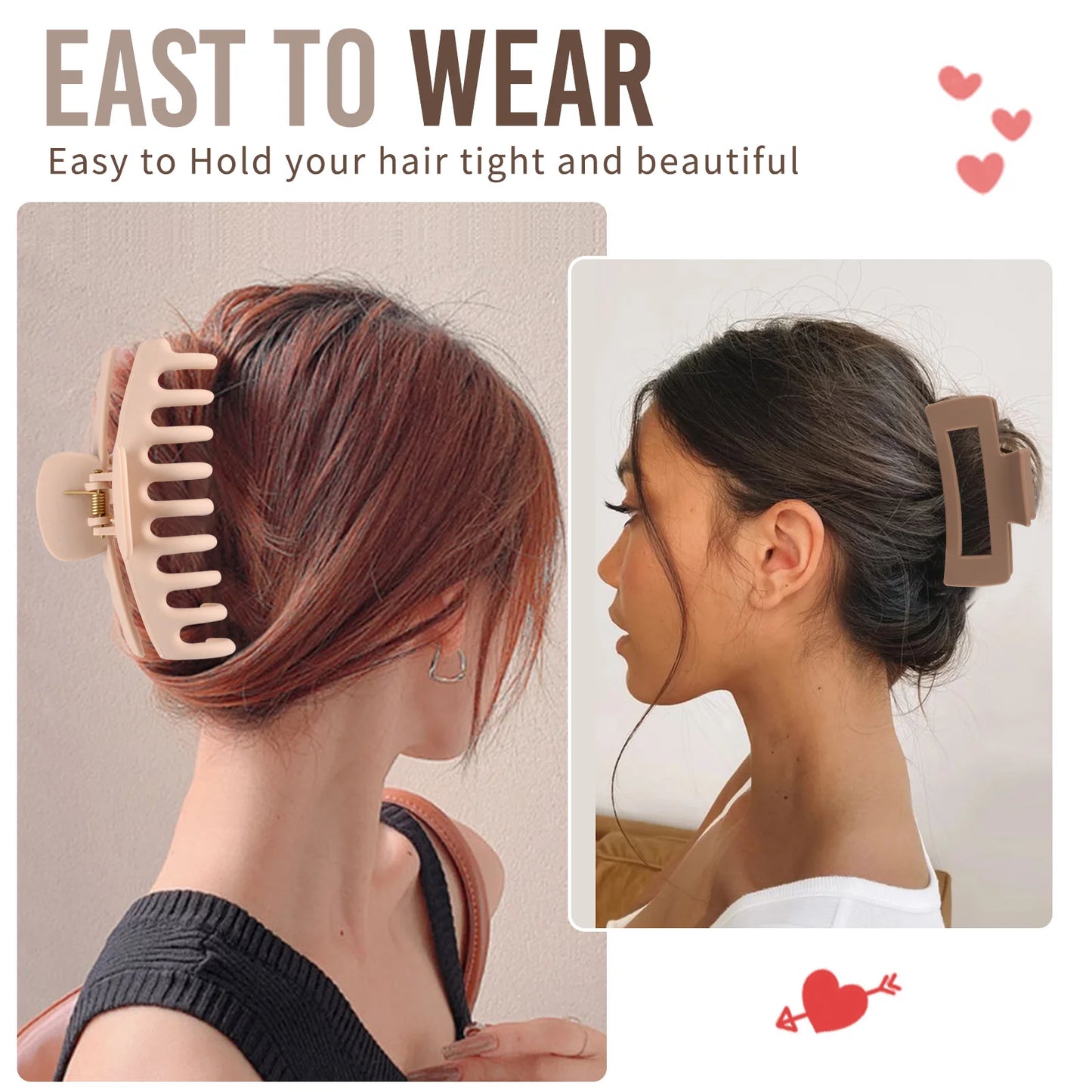 8 Pcs Hair Clips for Women 4.3 Inch Large Hair Claw Clips for Women Thin Thick Curly Hair, Big Matte Banana Clips