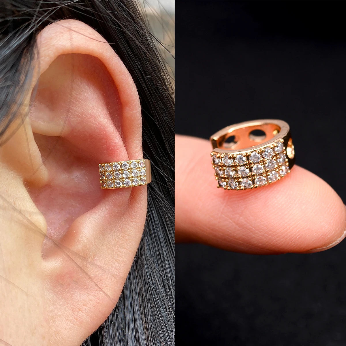 1Piece Helix Cartilage Conch Fake Without Hole Piercing Ear Cuffs Earcuff Wrap Rock Earring Non Piercing Women Clip Adjustable