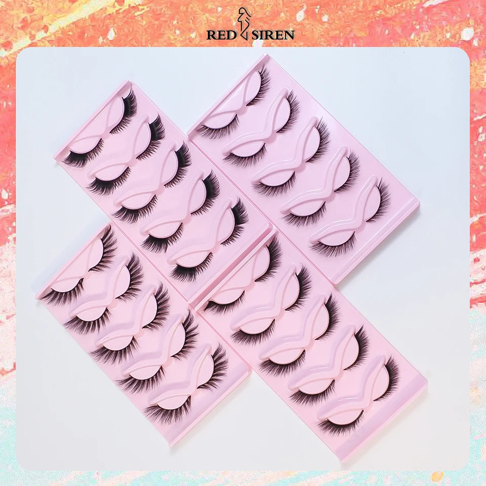 Cat Eye Lashes Natural Look Fox False Eyelashes Wispy & Lightweight Faux Mink Lashes for Doll Eye Makeup 5 Pairs/Pack