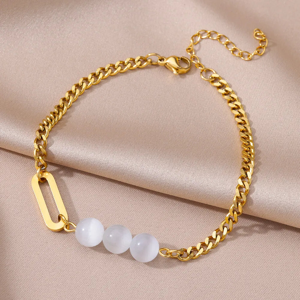 Anklets For Women Summer Beach Accessories Stainless Steel Geometric Chain Anklet Gold Color Leg Bracelets Bodychain Gifts