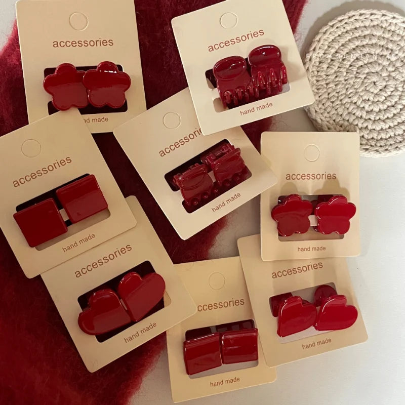 Red hair clip women's side banger clip small mini duckbill clip temperament seamless clip hair clip headwear Hair Claws