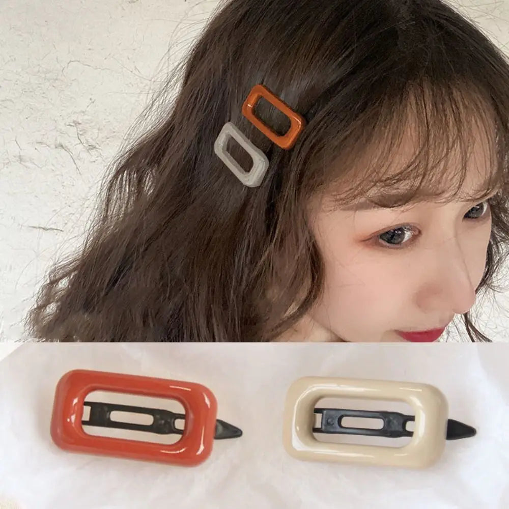 1Pair Korean Style Hair Clips Simple All Match Light Weight Hairgrips Morandi Color Square Hair Barrettes Hair Accessories