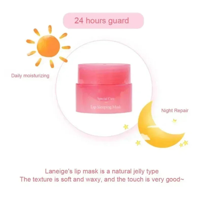 20g Korean Berry Lip Sleeping Mask Night Sleep Maintenance Moisturizing Fade Lip Lines Nourishing 8gx4 Lip Balm Skin 3g Sampls