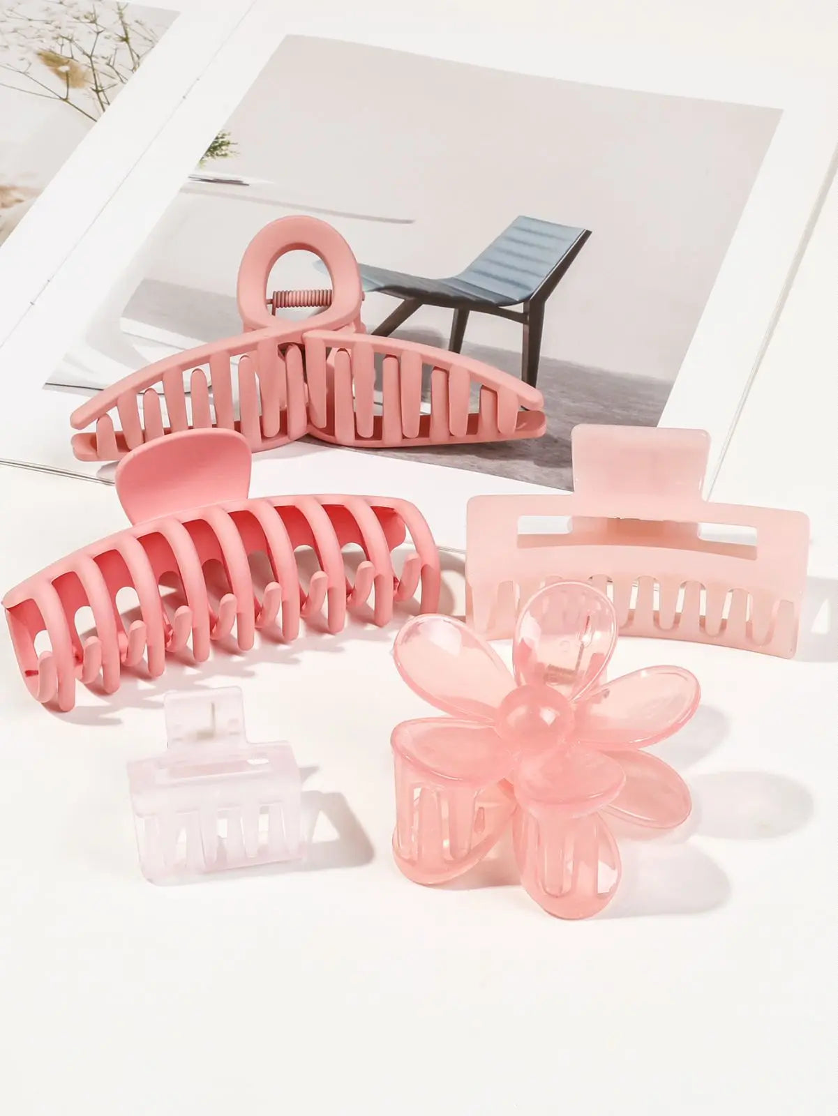 5 Pcs Mixed Colors And Shapes Big Hair Claw Clips for Women Girls Thin Thick Curly Hair, Strong Hold Jaw Clips.