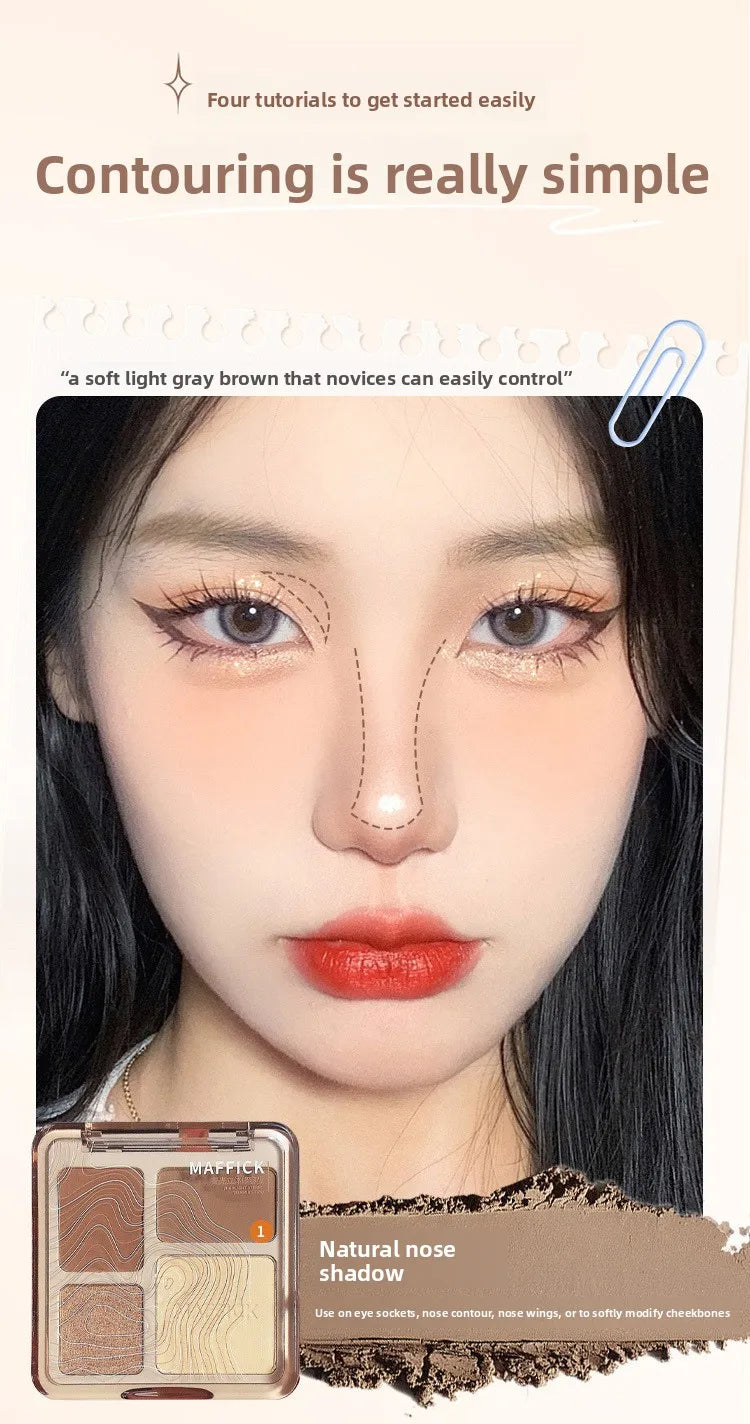 4-color Matte Highlighter Contour Palette Long Lasting 3D Sculpting Brightening Face Makeup Kit Portable Eyeshadow