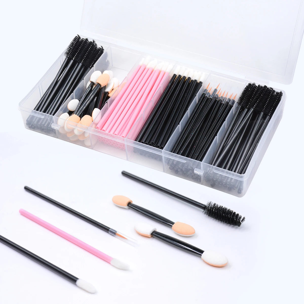 220Pcs Makeup Tools Kit Case Eyebrow Brush Eyelash Mascara Wands Lipstick Lip Brush Disposable Eyeliner Eyeshadow Applicator Set
