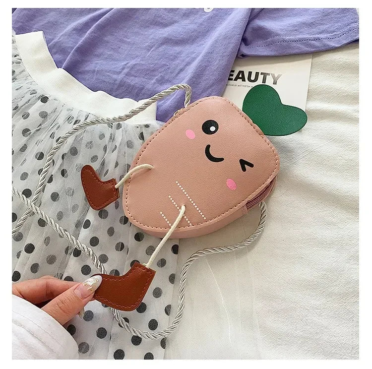 Cute PU Leather Children's Small Shoulder Bags Lovely Cartoon Baby Girls Coin Purse Handbags Princess Accessories Crossbody Bag