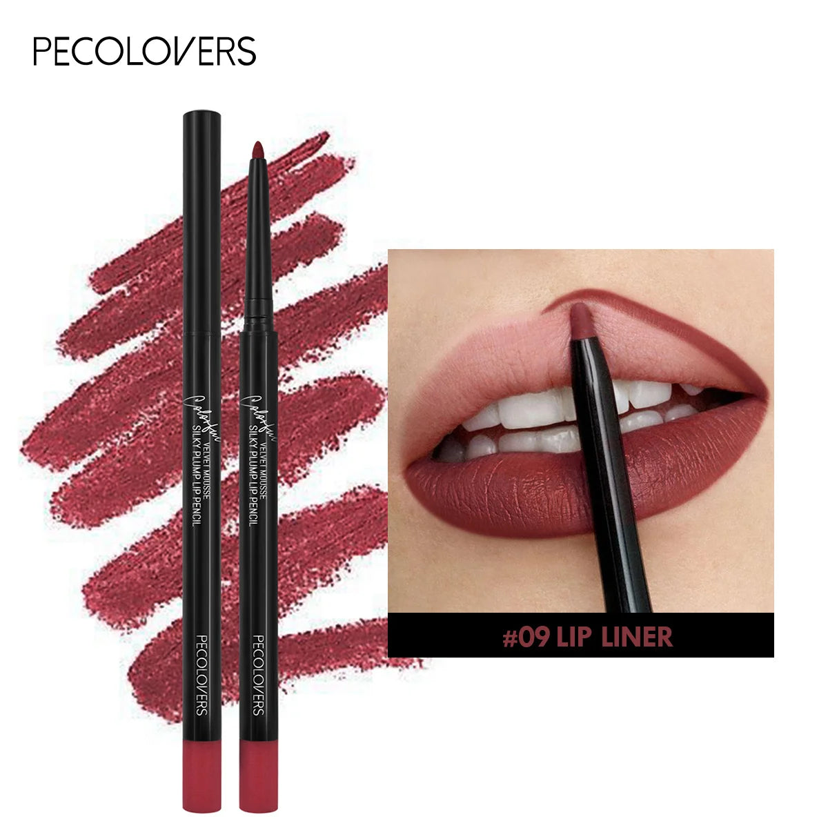Matte Red Lipliner & Lipstick Pencil – Waterproof, Moisturizing, 12 Shades