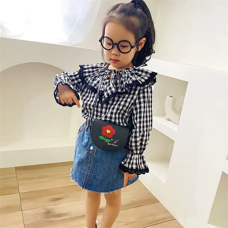 Cute PU Leather Children's Small Shoulder Bags Lovely Cartoon Baby Girls Coin Purse Handbags Princess Accessories Crossbody Bag