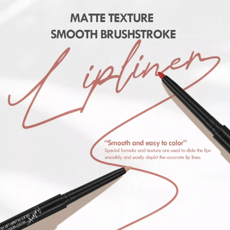 Matte Red Lipliner & Lipstick Pencil – Waterproof, Moisturizing, 12 Shades