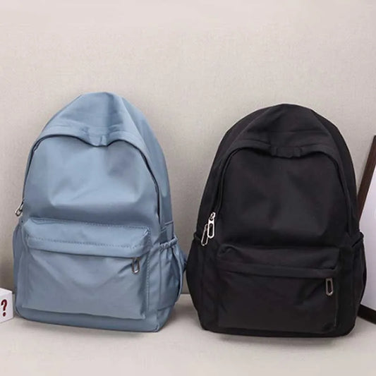 Women Schoolbag Waterproof Large Capacity School Backpack Smooth Zipper Solid Color Teens Girl Casual Daypack Bag Student Supply