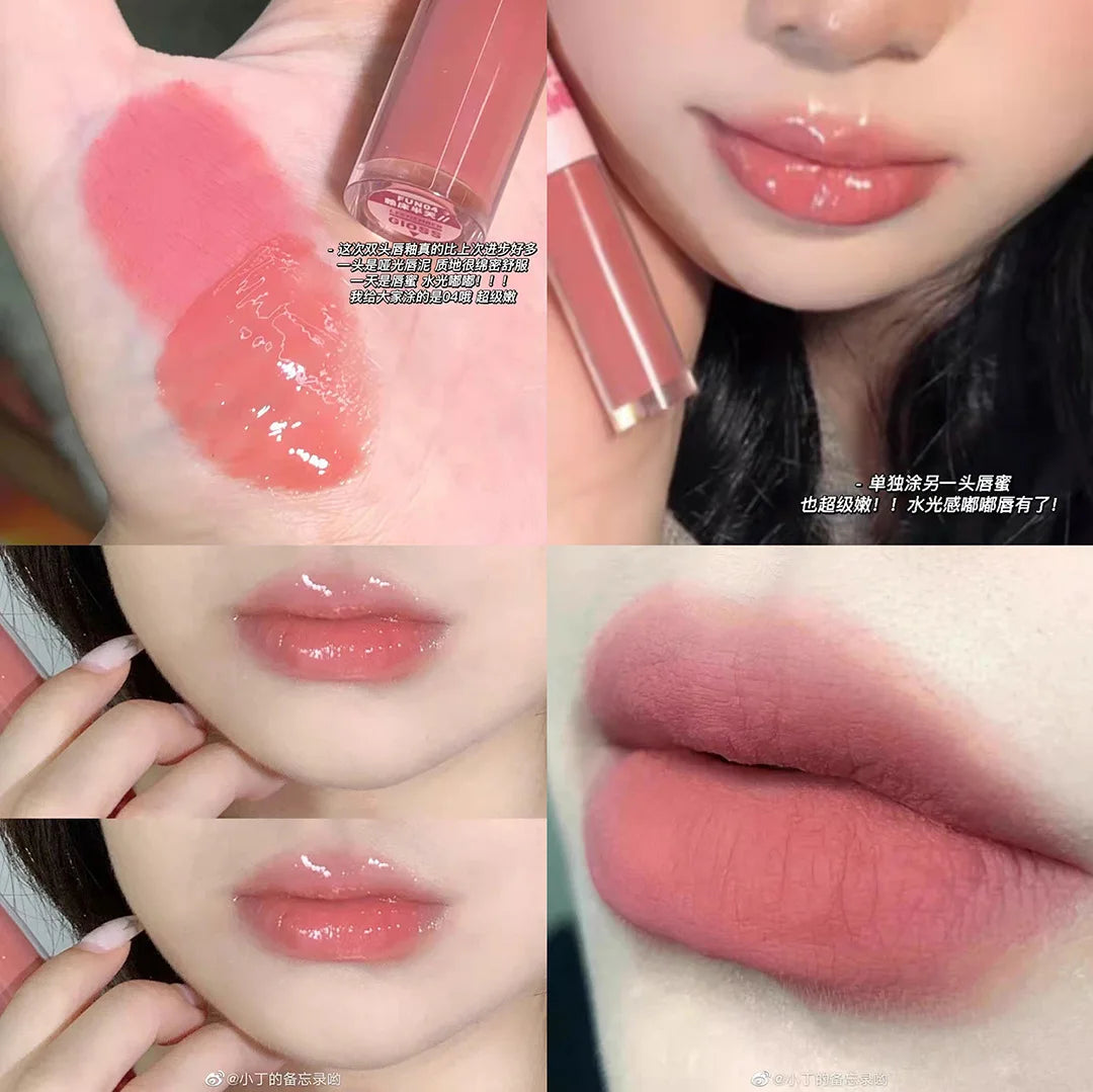 2-in-1 Matte Lipstick – Double Headed Lip Glaze, Moisturizing & Sweatproof