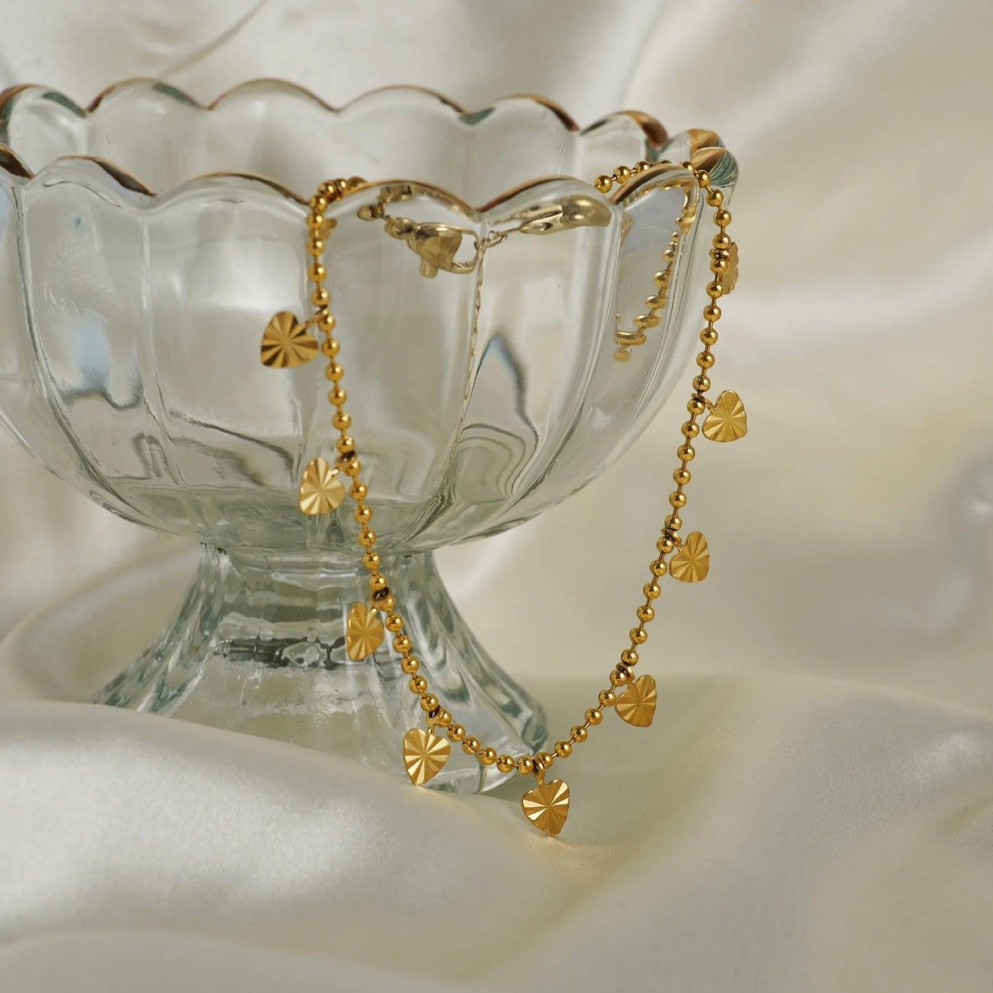 Anklets for Women Summer Beach Accessories Stainless Steel Press Heart Chain Anklet Gold Color Leg Bracelets Body Chain Gifts