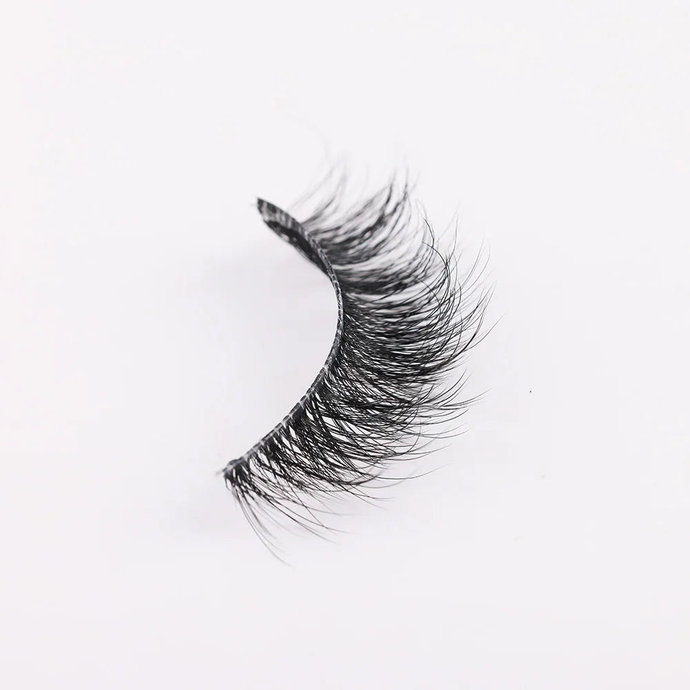 Clear Band Eyelashes Natural Fluffy 3D Mink Lashes D Curl  Volume Wispy False Eyelashes With Clear Band Soft  Reusable Lashes