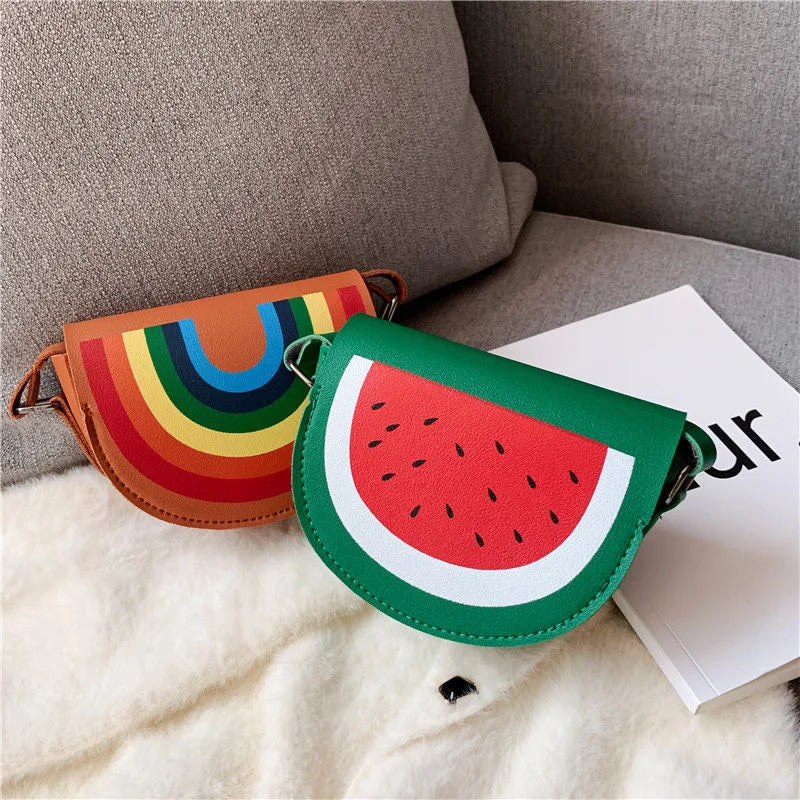 Cute PU Leather Children's Small Shoulder Bags Lovely Cartoon Baby Girls Coin Purse Handbags Princess Accessories Crossbody Bag