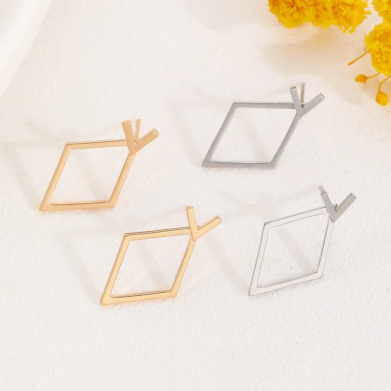 Geometric Rhombus Double Layer Combination Design Earrings For Women Simple Fashion Daily Accessory Party Jewelry Birthday Gifts