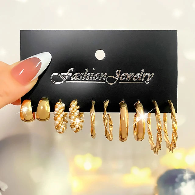 Fashion Gold Color Earrings Set Geometry Butterfly Pearl Earrings For Women Ear of wheat Simple Metal Round Party Jewelry 2022