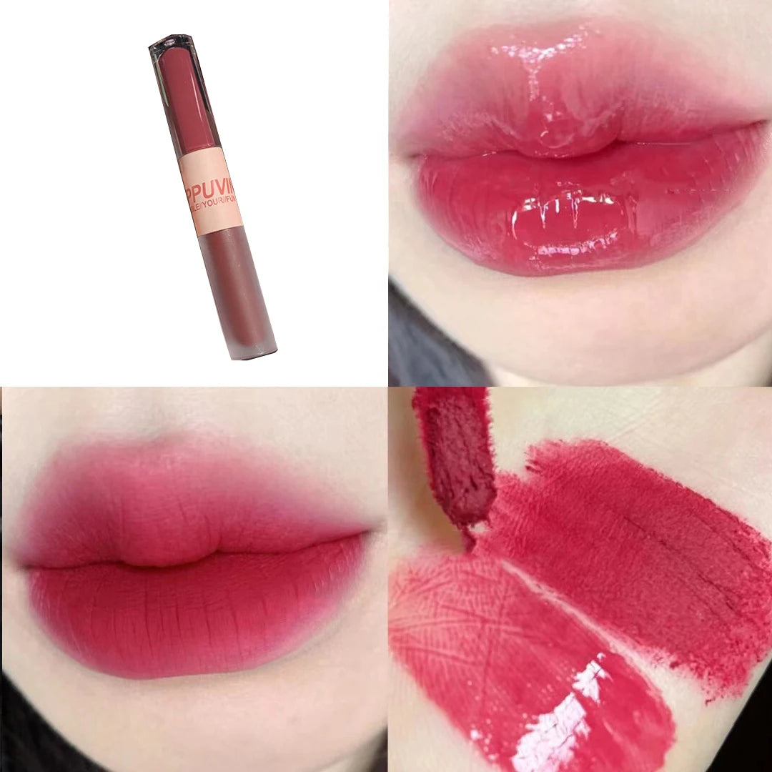 2-in-1 Matte Lipstick – Double Headed Lip Glaze, Moisturizing & Sweatproof