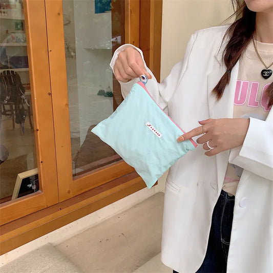 Korean Style Ice Cream Colored Makeup Bag Cosmetic Storage Bag Letter Hand-held Bag