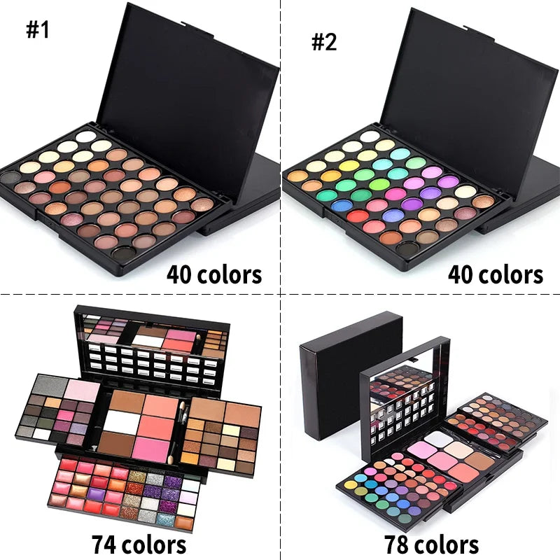 Large Multi-Color Eyeshadow Palette – 40/74/78 Shades Matte & Shimmer