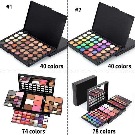 Large Multi-Color Eyeshadow Palette – 40/74/78 Shades Matte & Shimmer