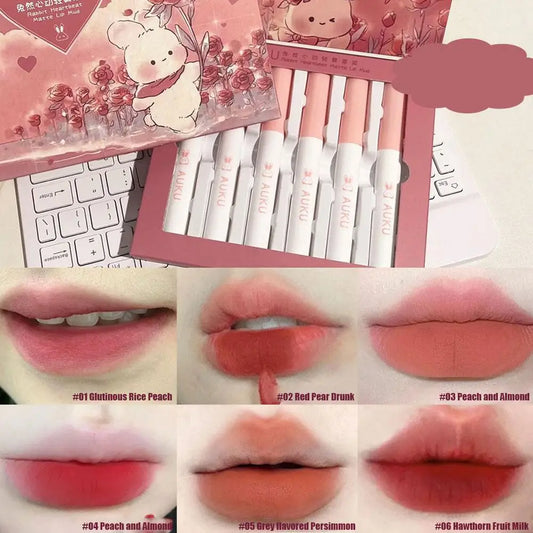 6 PCS Matte Lip Mud Waterproof Long Lasting Makeup Set For Women Lipsticks Set Free Shipping Korean Make Up Beauty Cosmetics