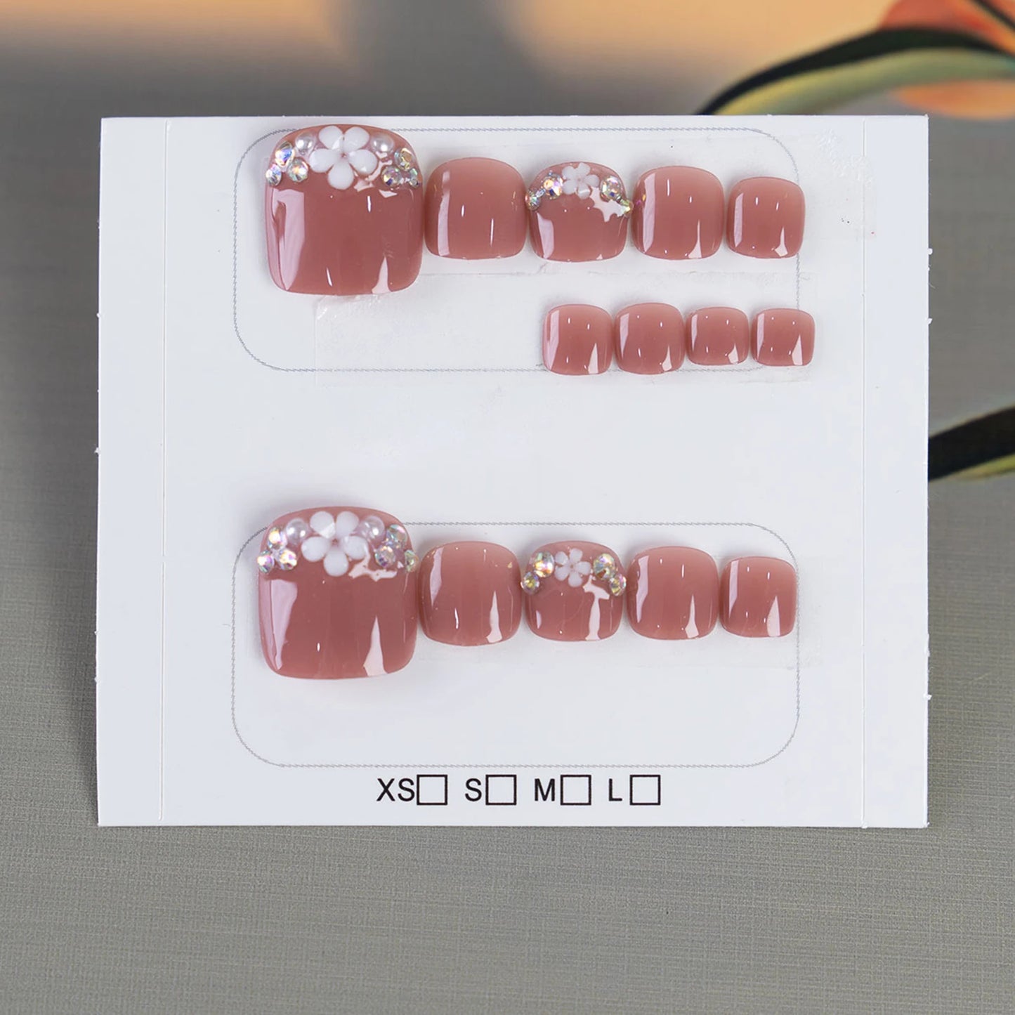 14pcs Handmade Vintage Wine Red False Toe Nails Press On Acyrlic Nails Square Fake Toenail Simple Short Artificial Nail Wearable