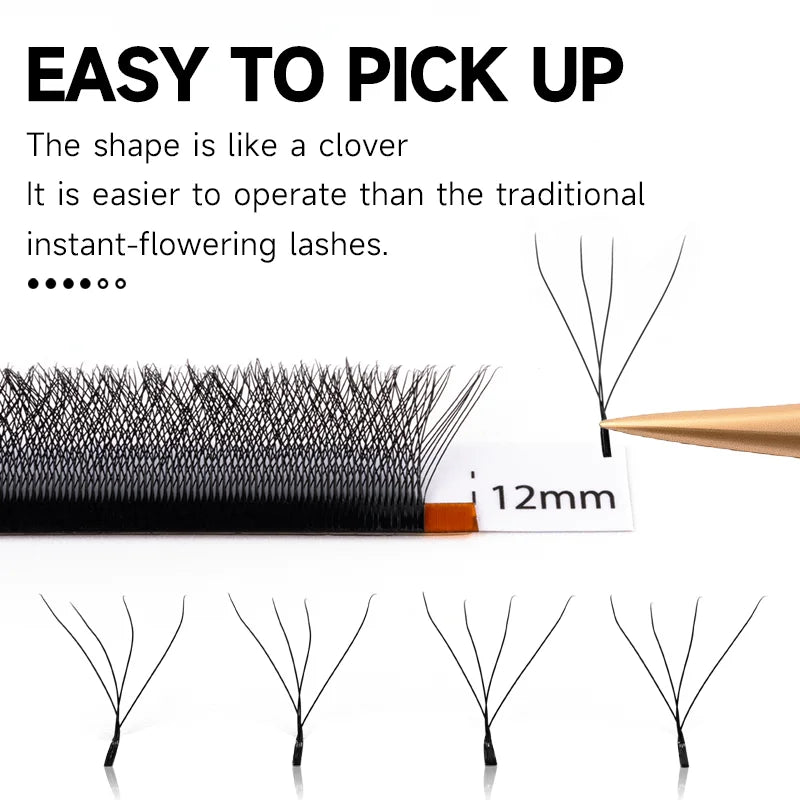 JASBLUE 4D W Shaped Eyelash Extension Premade Fans Natural Soft Light Individual Lashes 12 Lows False Eyelash CD Curl
