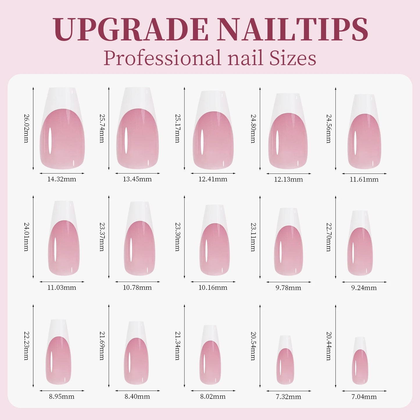 9 Palace lattice Almond Blend French Fake nails Simple Oval nude powder full cover press nails white edge Artificial removable