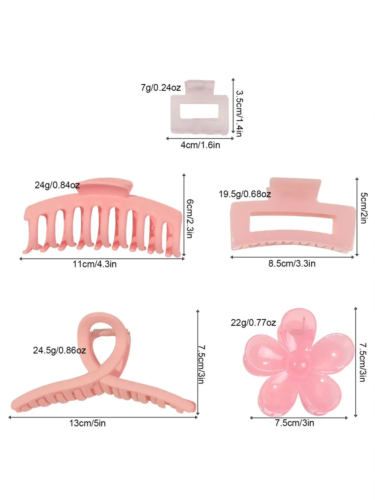 5 Pcs Mixed Colors And Shapes Big Hair Claw Clips for Women Girls Thin Thick Curly Hair, Strong Hold Jaw Clips.