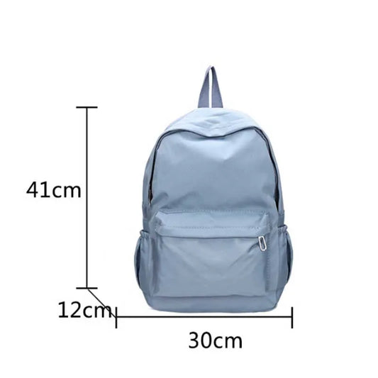 Women Schoolbag Waterproof Large Capacity School Backpack Smooth Zipper Solid Color Teens Girl Casual Daypack Bag Student Supply